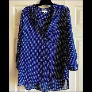 Navy polka dot blouse